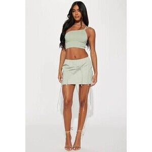 Sage Nylon Mini Skirt‎ Size Large Ref018